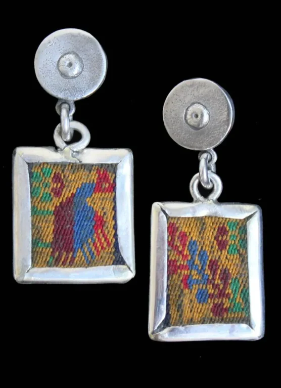 496 Aros de plata con textil