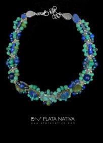 465 Gargantilla con turquesa y lapislazuli