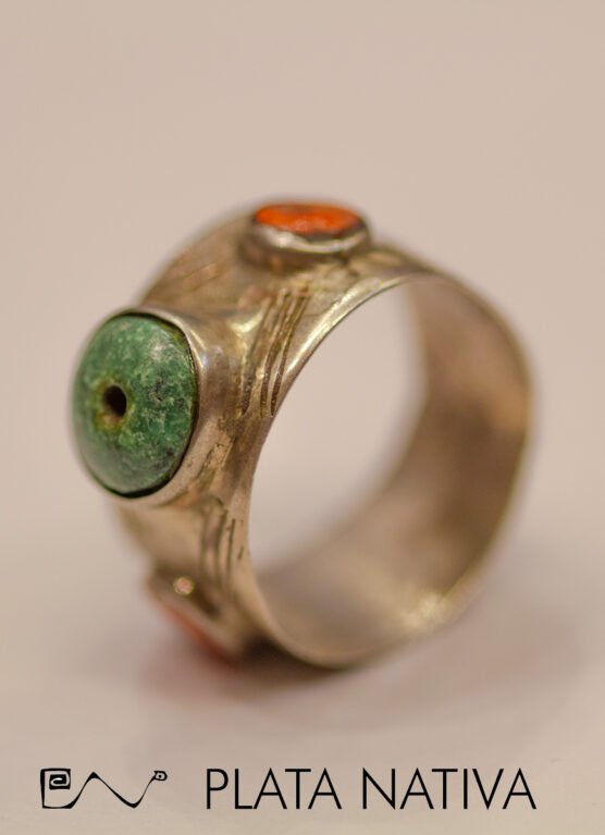 164 Anillo con turquesa y coral