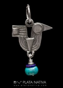 colgante pajaro con turquesa