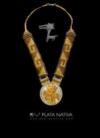 901 Collar con tejido y centro de plata y cobre