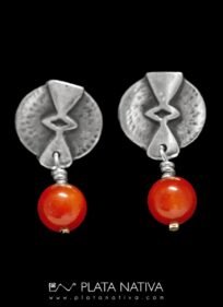 aros de plata con coral bambú