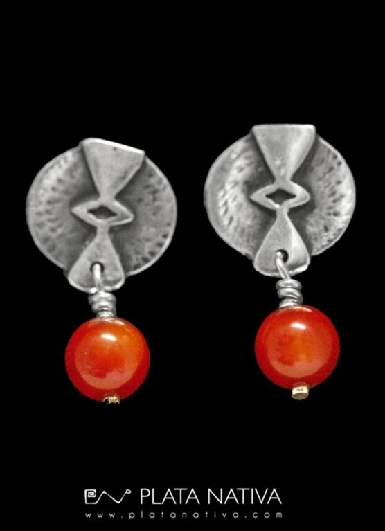 aros de plata con coral bambú
