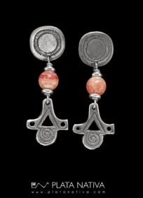 aros largos con rodocrosita y plata