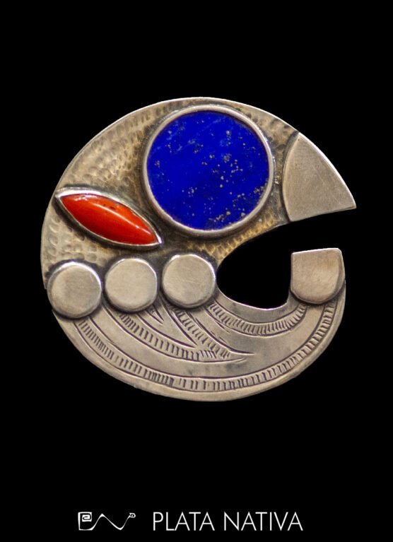 broche con coral y lapizlásuli