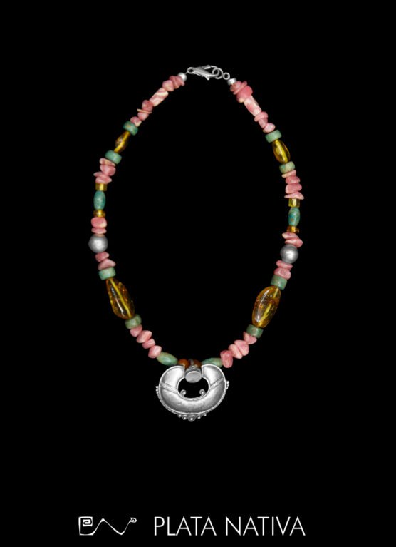 rodocrosita,ambar,serpentina,centro de plata925