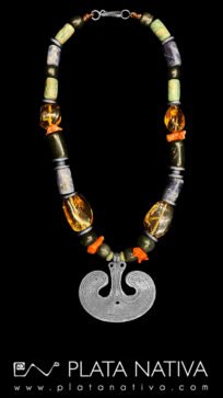 necklace with mapuche center and stones