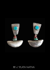 Silver Hoop Earrings with Turquoise